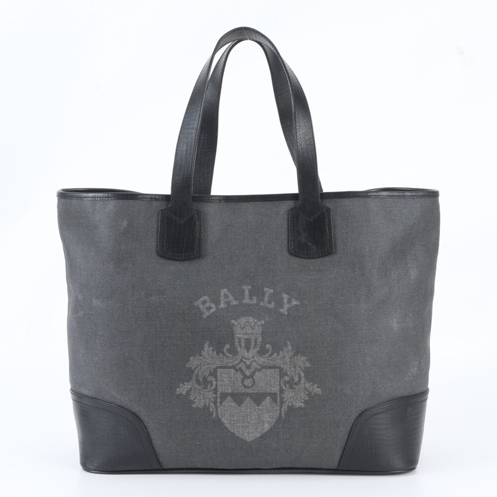Bally Emblem Logo Leather Tote Bag Shoulder Gray Brand Men's
